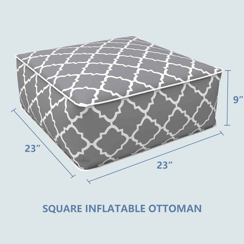 Square Inflatable Ottoman Geometry Grey LVTXIII Outdoor