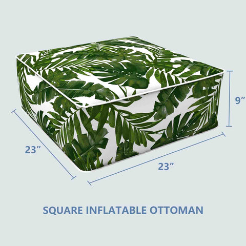 Square Inflatable Ottoman Palm Green LVTXIII Outdoor