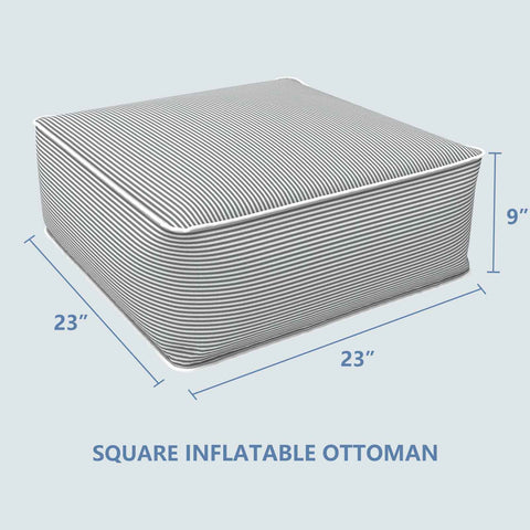 Square Inflatable Ottoman Strip Grey LVTXIII Outdoor