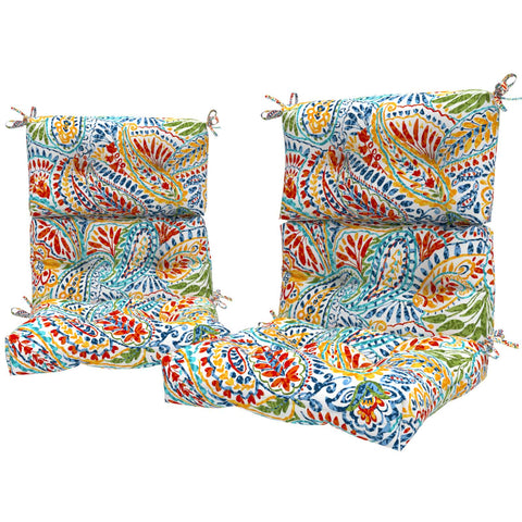 LVTXIII Outdoor High Back Patio Chair Cushion 44''X24''X4'' Paisley Multi（Set of 2）