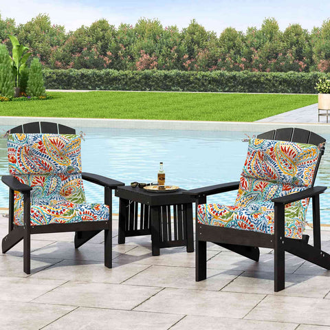 LVTXIII Outdoor High Back Patio Chair Cushion 44''X24''X4'' Paisley Multi（Set of 2）